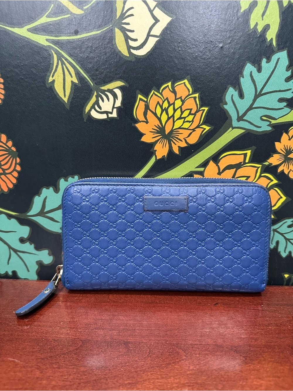 Gucci Microguccissima Blue Leather Zip Around Wallet - Picture 2 of 10